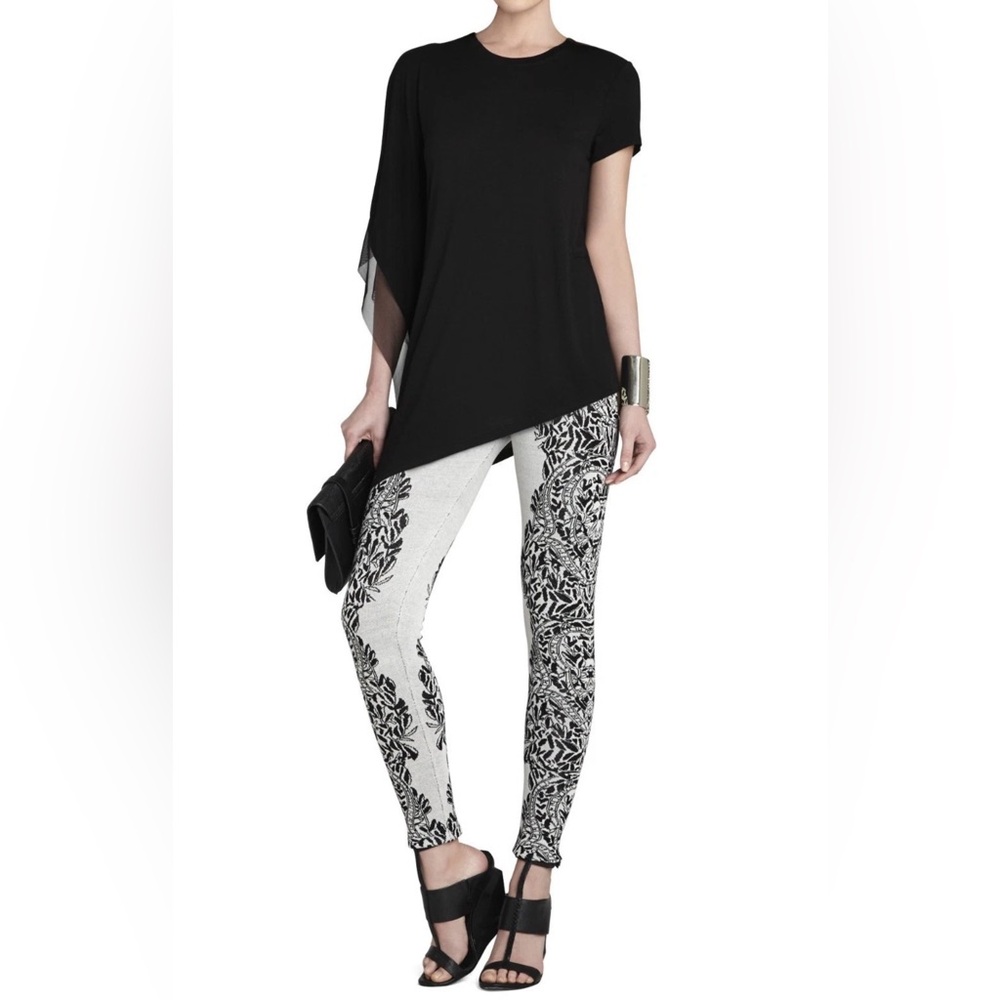 BCBGMaxAzria Black and White Floral Leggings